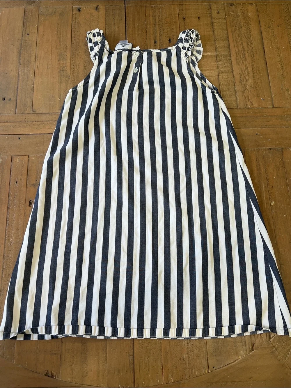 Petite plume navy stripes ruffle night gown girls size 8